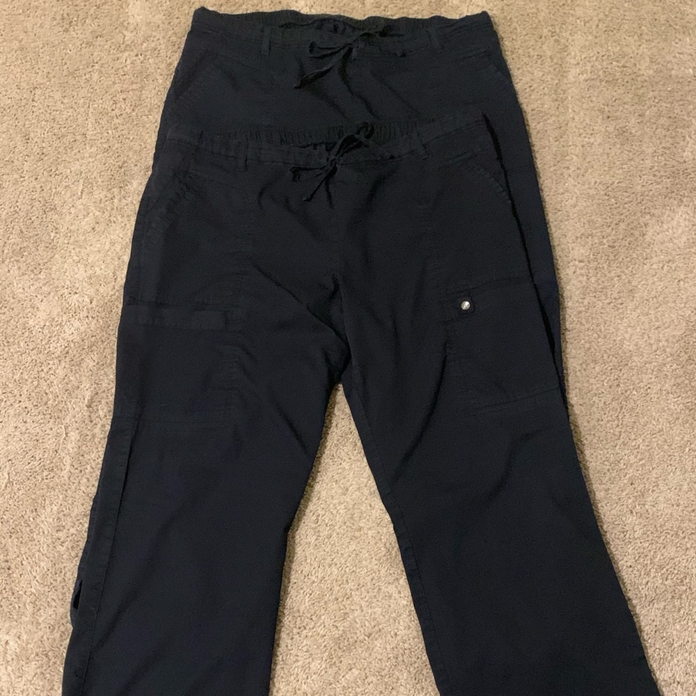 2 pairs Cherokee Luxe black scrub pants- size xl